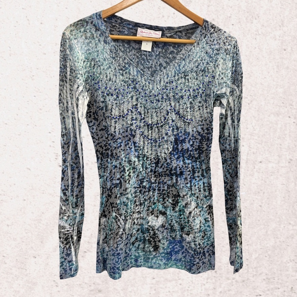 bundle 3 or more Panhandle Slim Fitted Blue studded Blouse